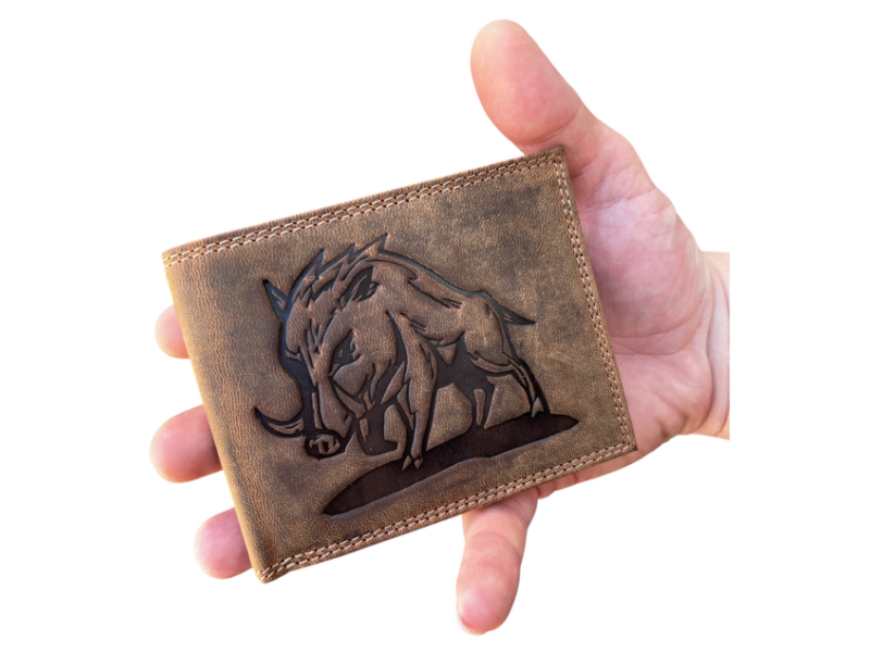 Hunting wallet with wild boar motif - lying
