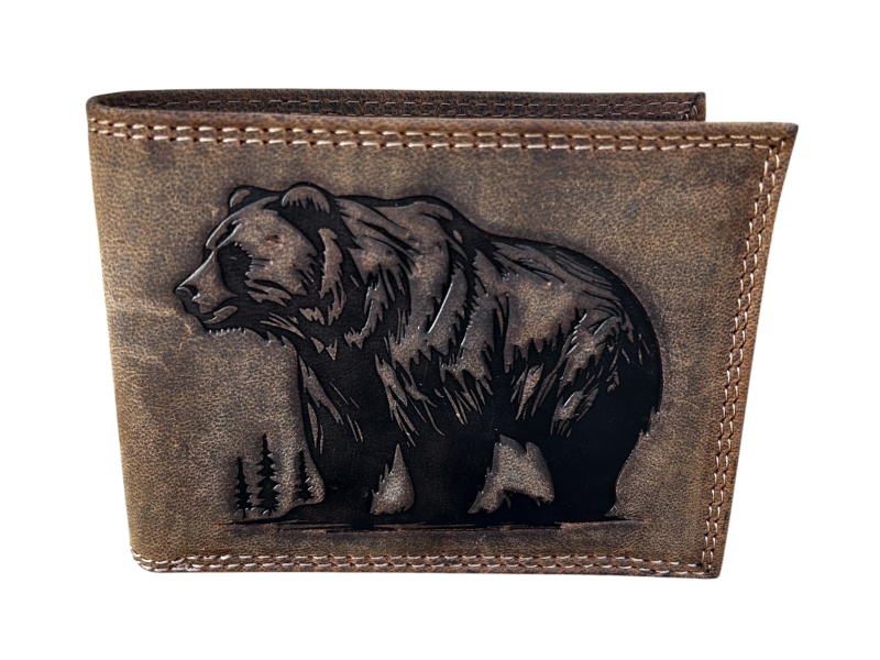 Hunting wallet with bear motif - lying