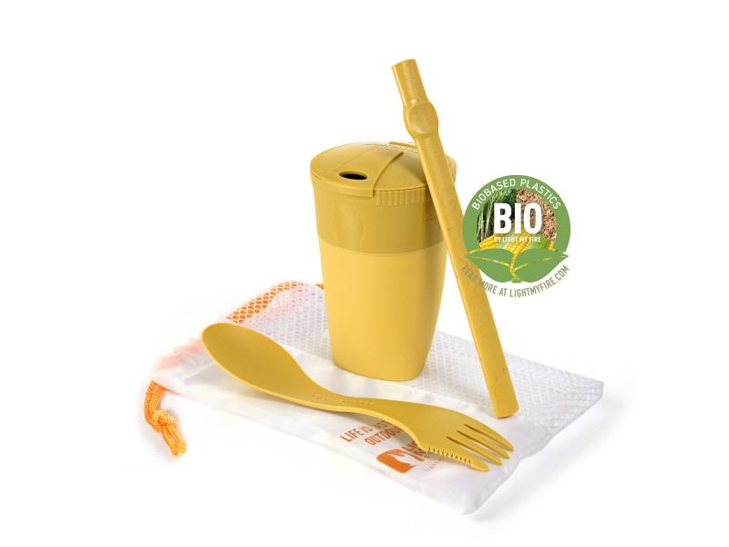 Set LIGHT MY FIRE ReKit BIO: cup, spork, straw - Yellow
