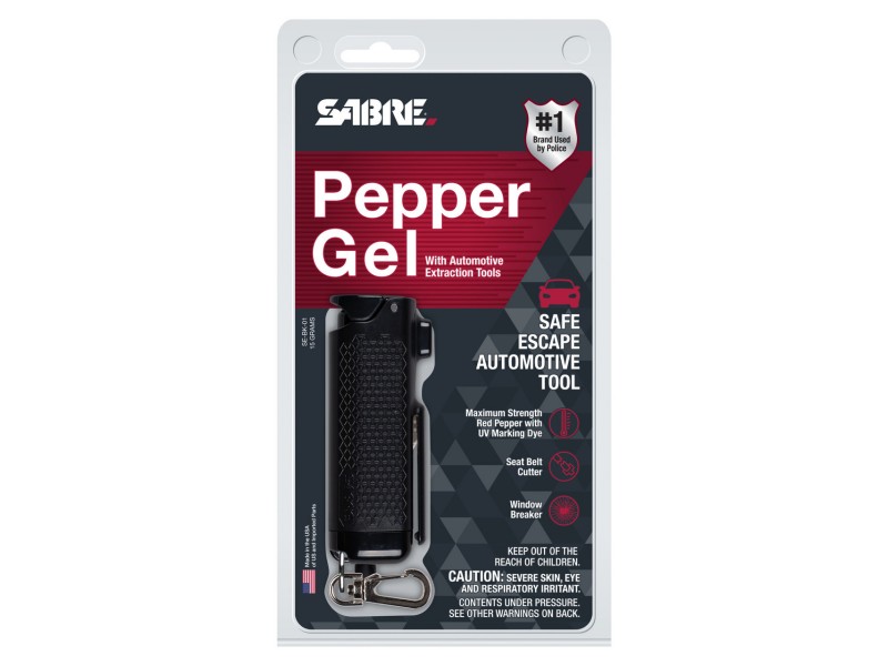 Obrambni sprej SABRE RED GEL Pepper Safe Escape 3-v-1 pripomoček za avtomobile