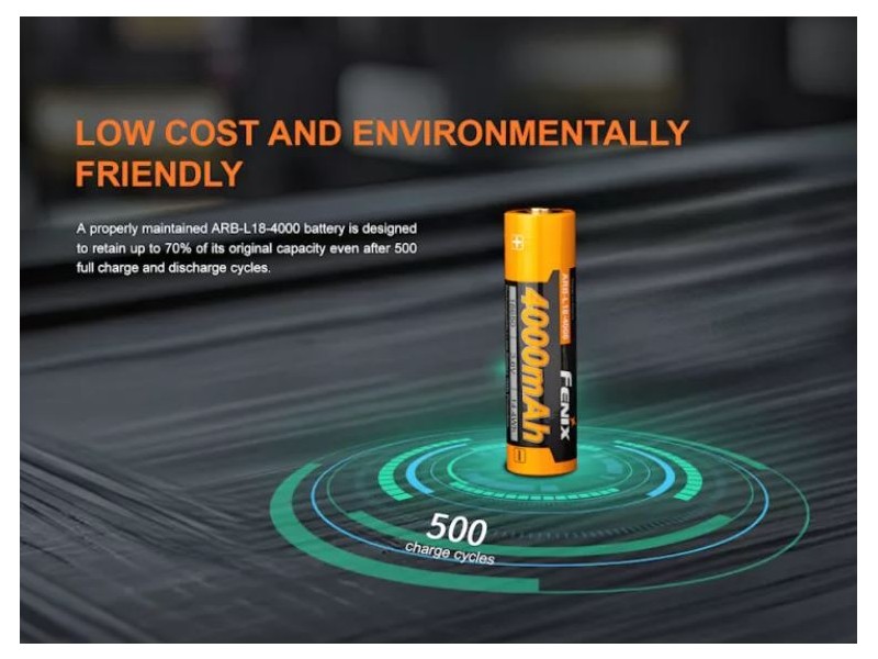 FENIX 18650 4000 MAH BATTERY (rechargeable battery)