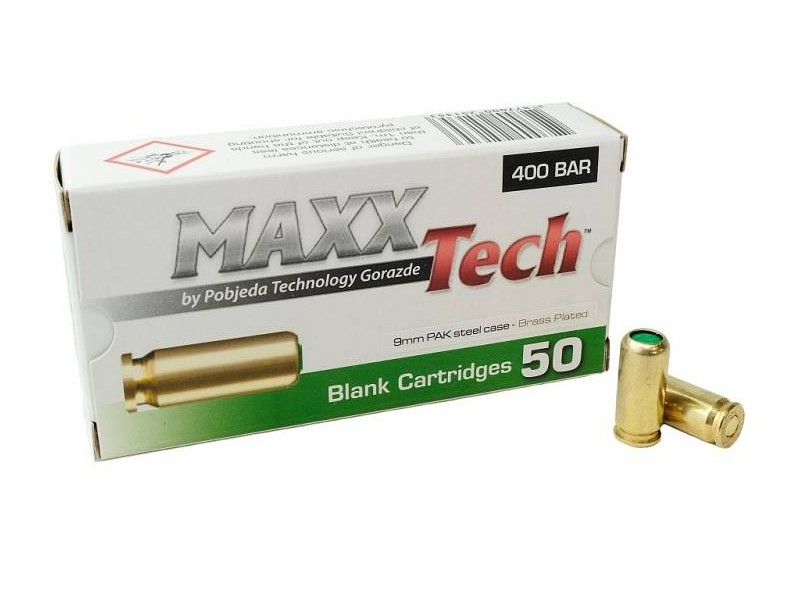 MAXX TECH 9mm P.A.K. Platzpatronen - (50 Stück)