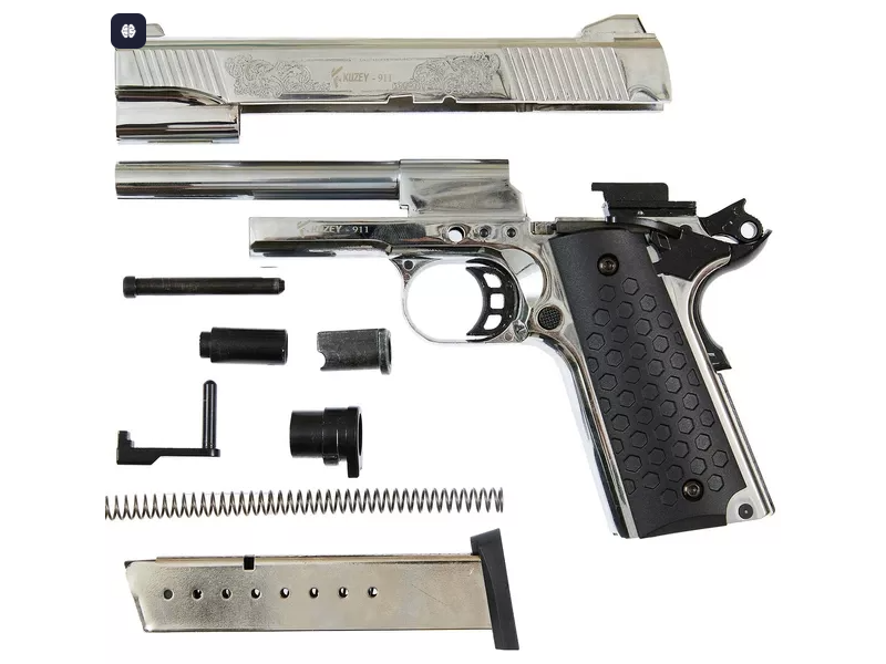 Pistola segnaletica KUZEY 1911 9mm P.A.K - cromo/nero