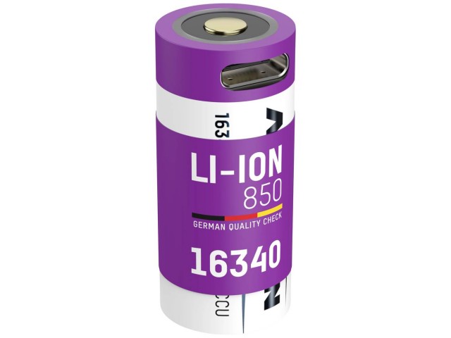 Wiederaufladbarer Akku ANSMANN CR123A (16340) - 850 mAh mit USB