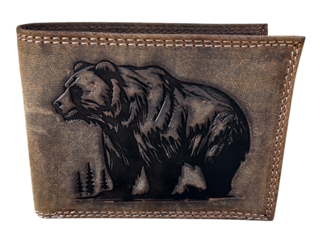 Hunting wallet with bear motif - lying