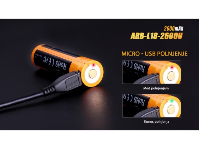 Akku FENIX 18650 ARB-L18 2600U - Micro USB