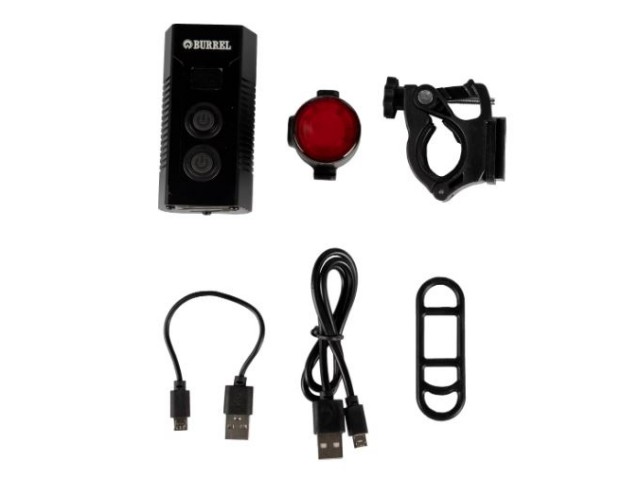 Set di luci da bicicletta ricaricabili BURREL MTB-10 - 1100lm