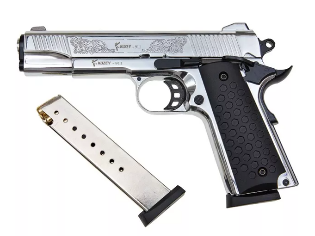 Pistola segnaletica KUZEY 1911 9mm P.A.K - cromo/nero