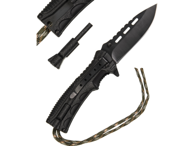 Folding knife MILTEC One hand paracord camo with flint