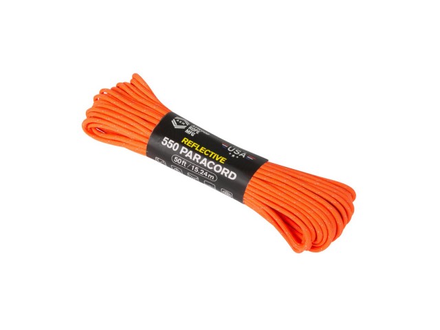 Schnur ATWOOD ROPE „Paracord 550 Reflective“ - orange 15,24m/50ft