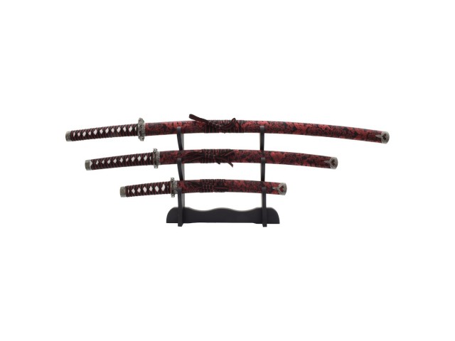 Nava KATANA set WAKIZASHI-TANTO - 3 pezzi su supporto RED
