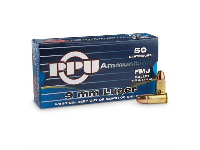PPU 9mm FMJ 8 g/124 gr Bullet