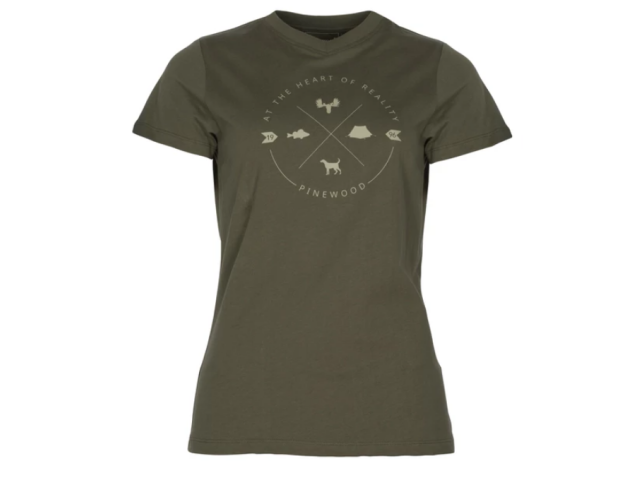 Women's short sleeve shirt PINEWOOD Finnveden trail - green