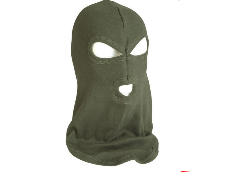 Cappello balaclava allungato verde 3 fori