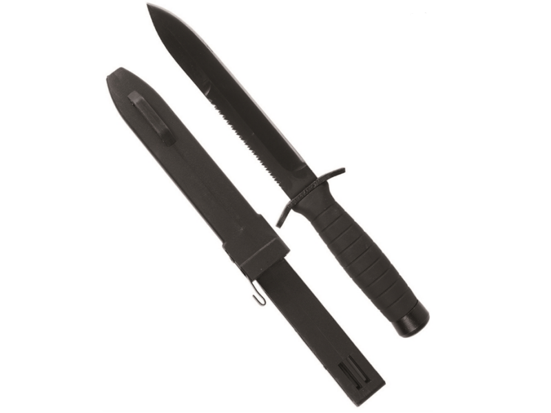 Nož MILTEC Black combat s pilom