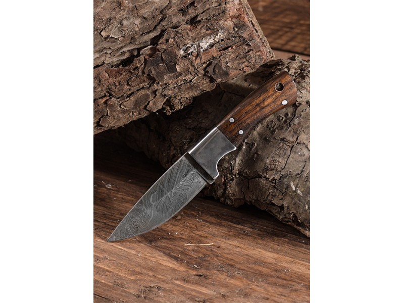 Fixed blade BATTLE MERCHANT Damascus Hardwood