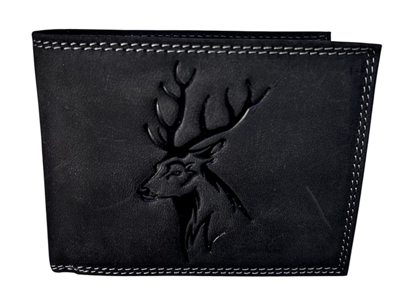 Gamekeeper's wallet with a deer motif - lying/black
