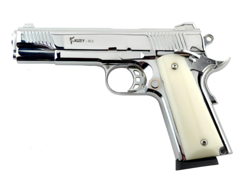 Pistola segnaletica KUZEY 1911 9mm P.A.K - cromo/bianco