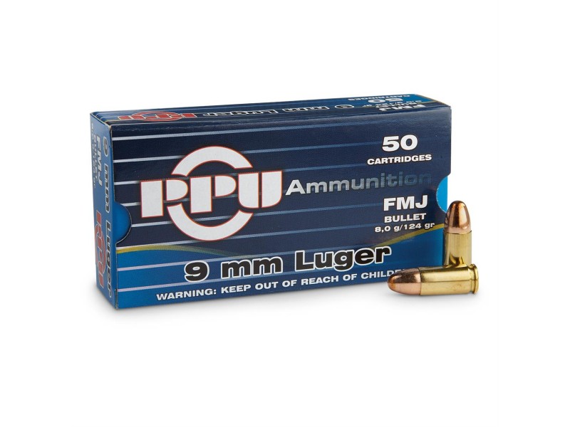 Naboj PPU 9mm FMJ 8 g/124 gr
